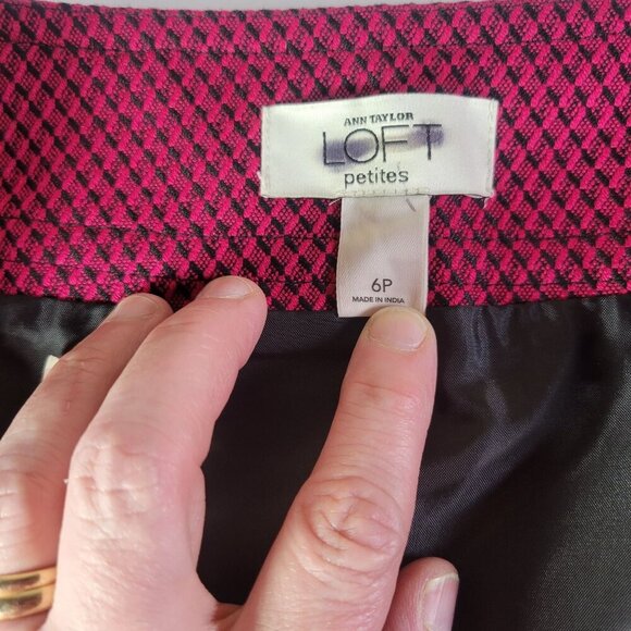 Ann Taylor Loft Petite Women Professional Red Diamond Pattern Skirt Size 6P - Picture 5 of 10